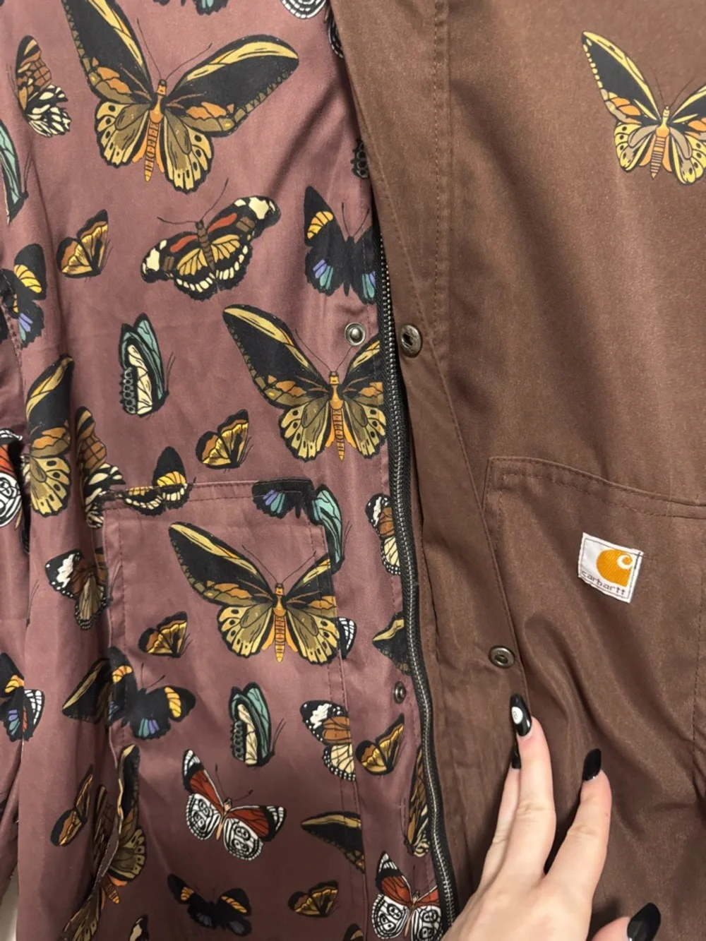 Carhartt Butterfly Button-Up Jacket in Brown & Mauve - Picture 5 of 10